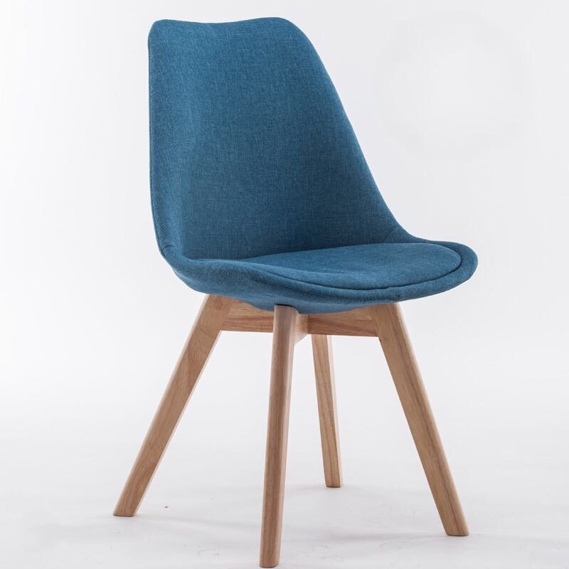 Ghế Eames chân gỗ bọc vải bố A27 màu xanh